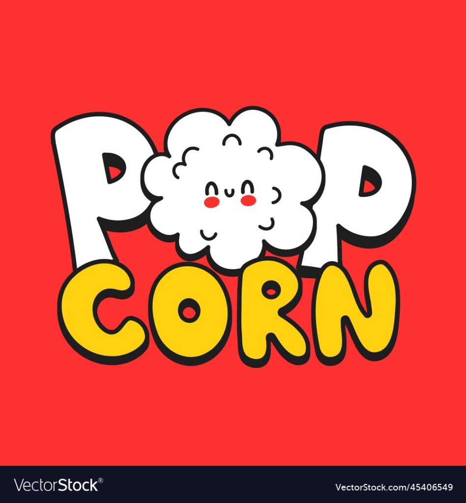 Cute Happy Funny Popcorn Logo Template Design Vector Image