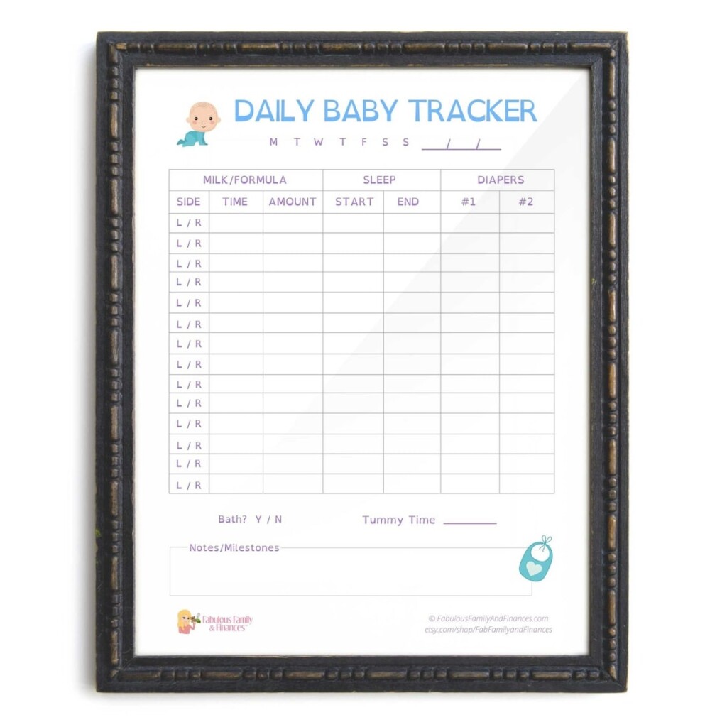 Daily Baby Boy Tracker Log Printable Instant Download Digital PDF 