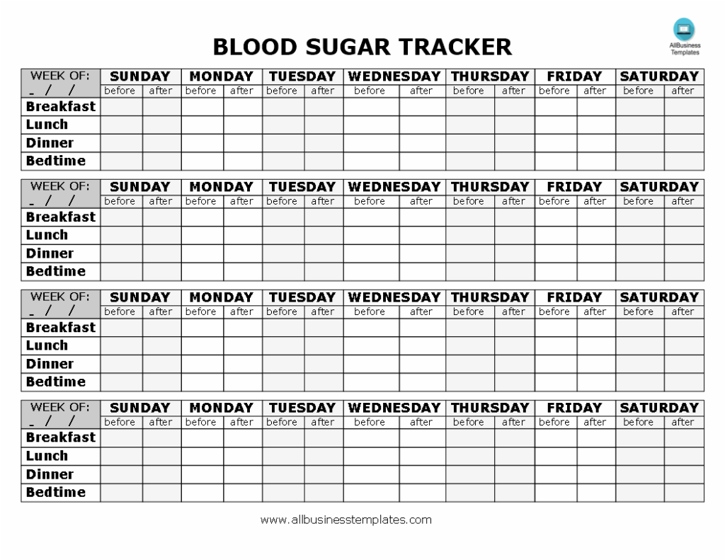 Daily Blood Glucose Log Free Printable