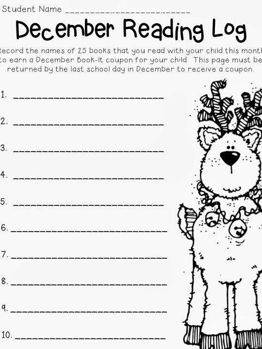 December Reading Log Printable
