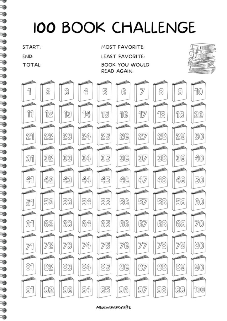 Digital Download 100 Book Challenge Printable US Letter A4 Etsy