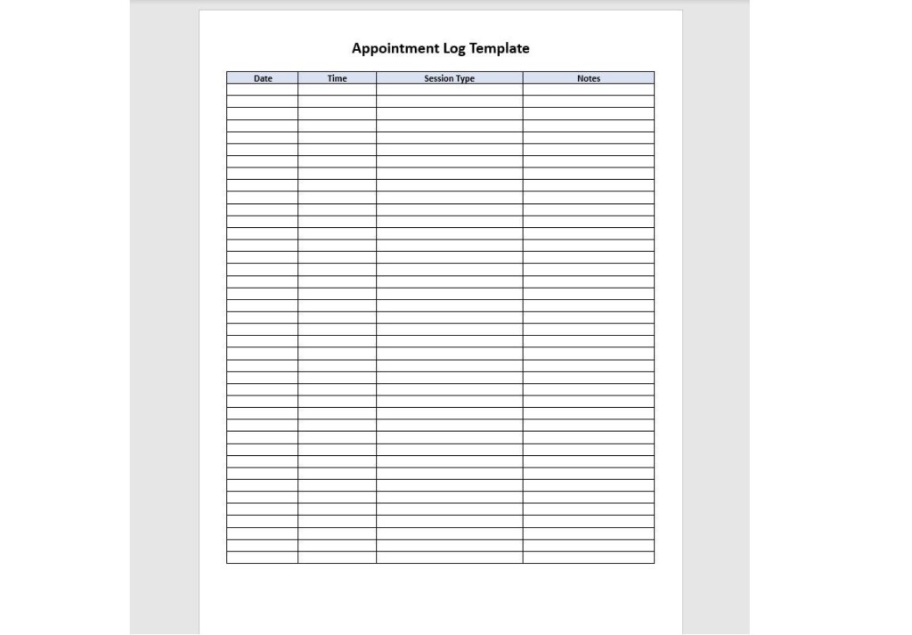Editable Appointment Log Appointment Log Template Appointment Log 