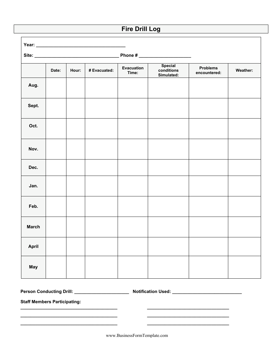 Fire Drill Log Template Fill Out Sign Online And Download PDF