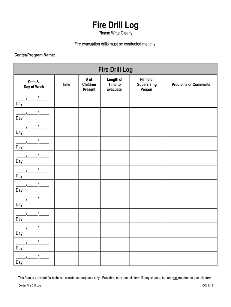 Fire Drill Log Utah Department Of HEvalth HEvalth Utah Fill Out And 