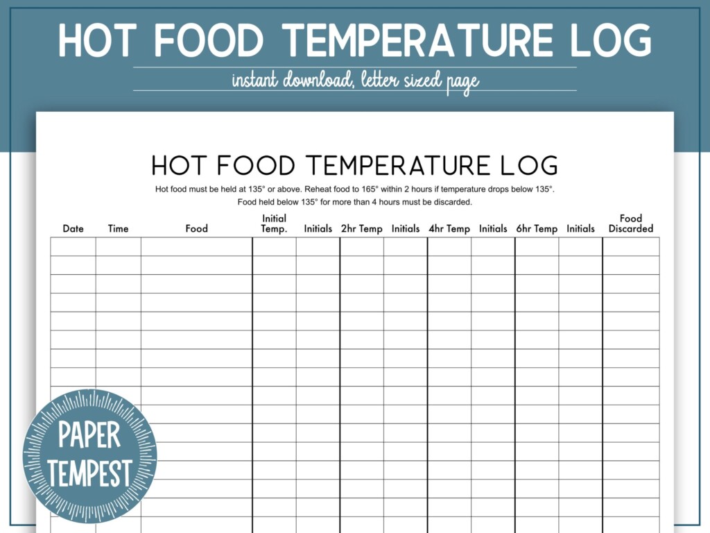 Food Temperature Log Sheet Template