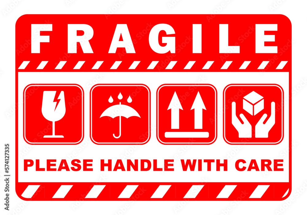 Fragile Handle With Care Sticker Label Printable Sign Symbol For