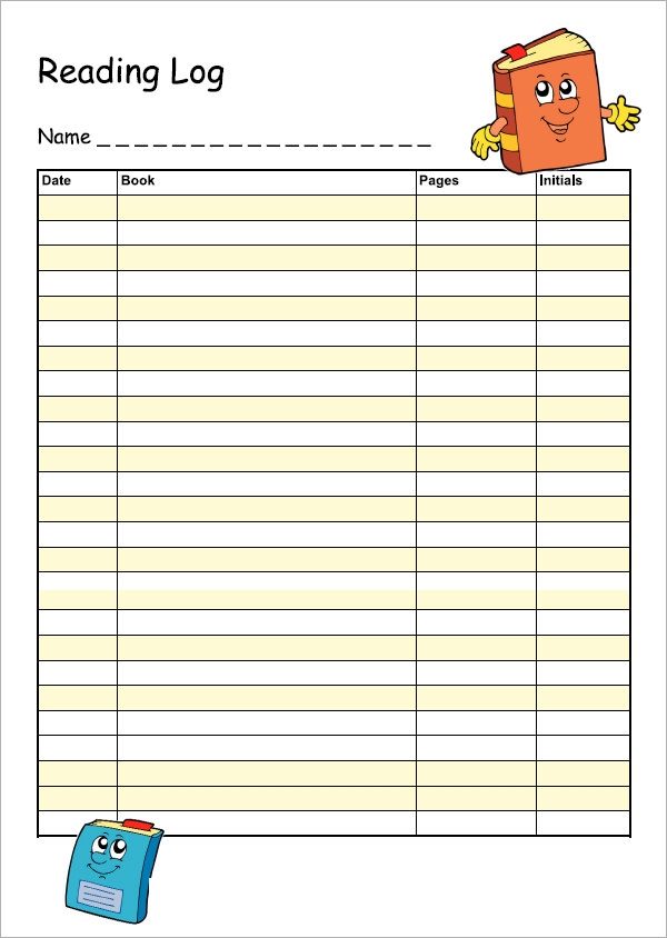 FREE 25 Sample Reading Log Templates In Pages PDF MS Word