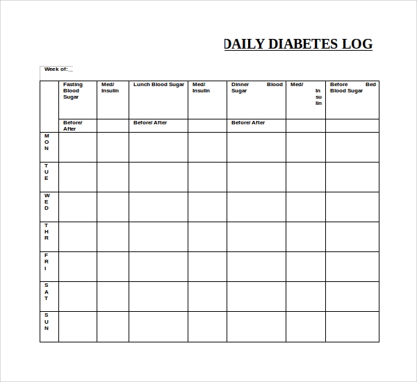 FREE 8 Sample Blood Sugar Log Templates In PDF MS Word