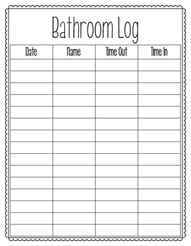 FREE Bathroom Log By In My Teacher Era Mandy TPT