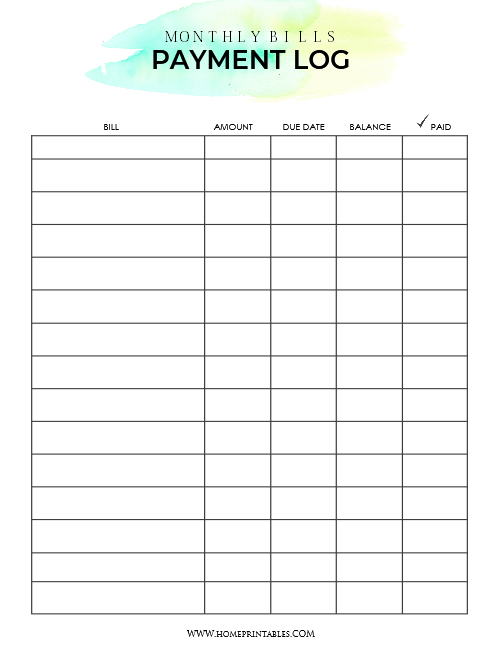 Free Bill Payment Organizer Manage Your Bills In One Place