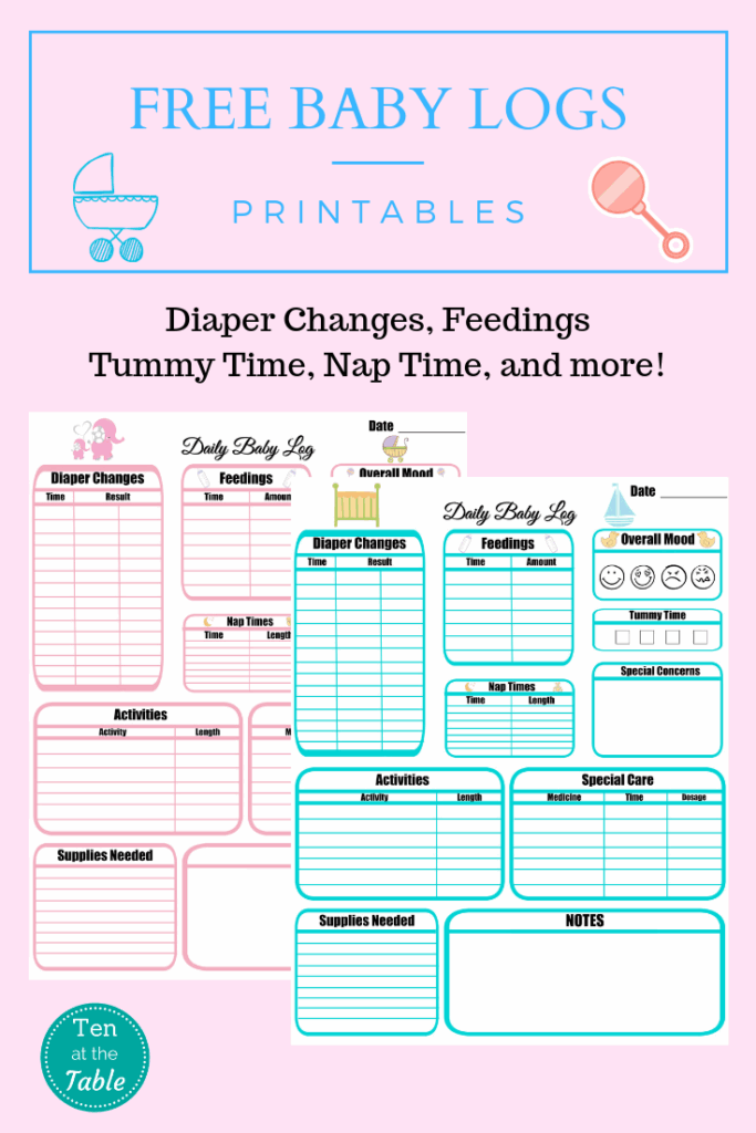 Free Daily Baby Log Printable Keep Track Of Feedings Diaper Changes 