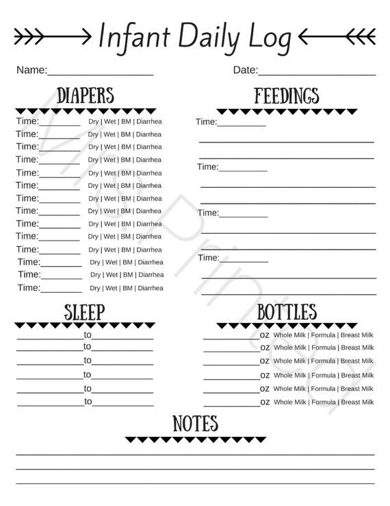 Free Infant Daily Log Sheet