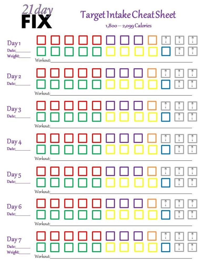 Free Printable 21 Day Fix Meal Planning Sheets Artofit