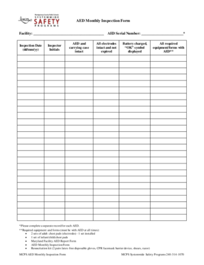 Free Printable Aed Checklist