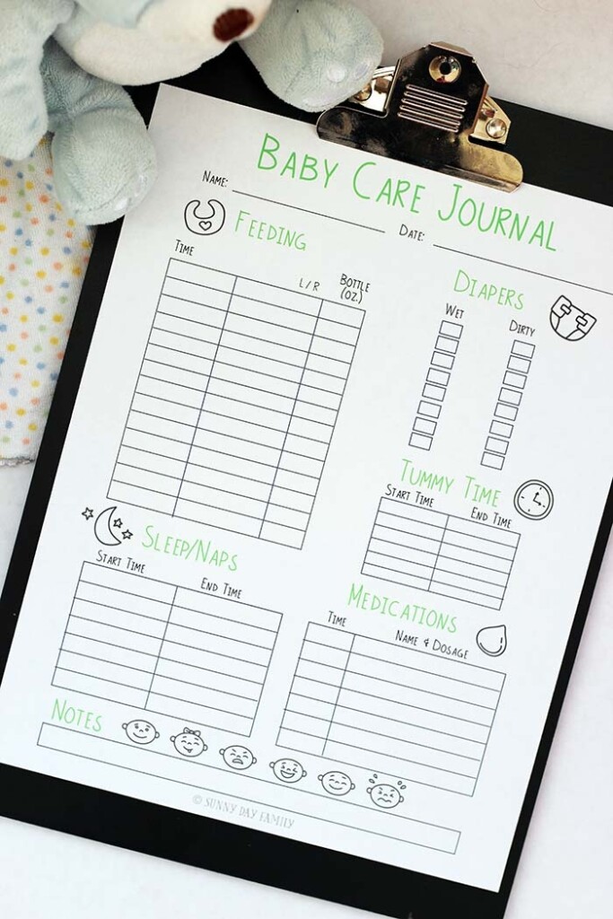 Free Printable Baby Care Log Sunny Day Family
