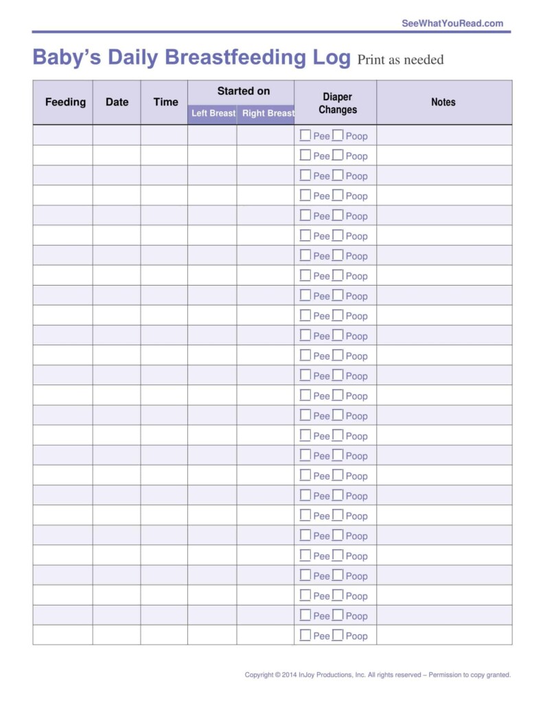 Free Printable Baby Feeding Chart Templates PDF Word Excel 