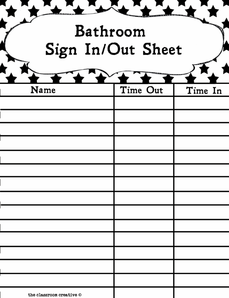 Free Printable Bathroom Log Sheet