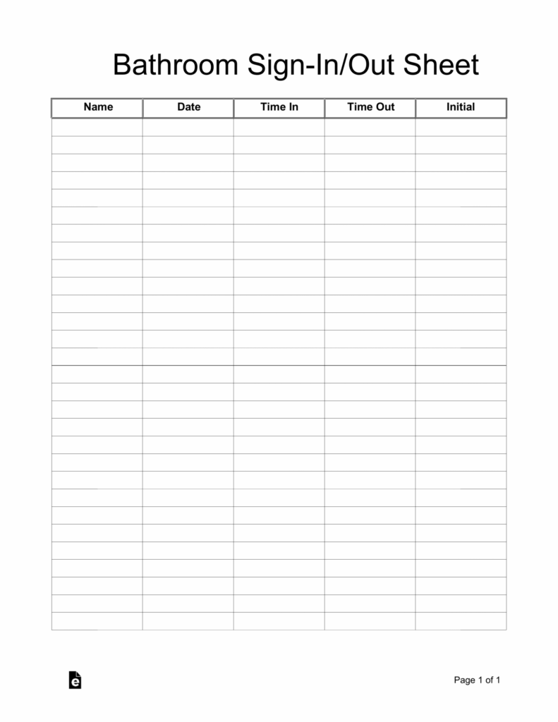Free Printable Bathroom Log Sheet