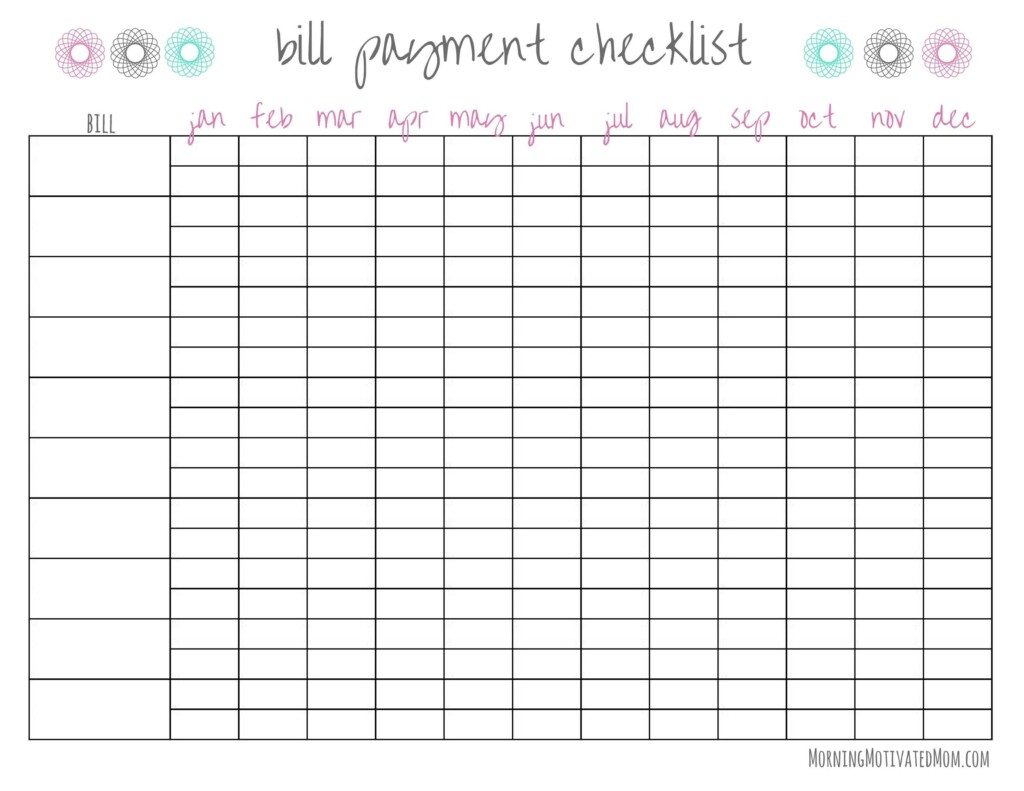 Free Printable Bill Pay Checklist