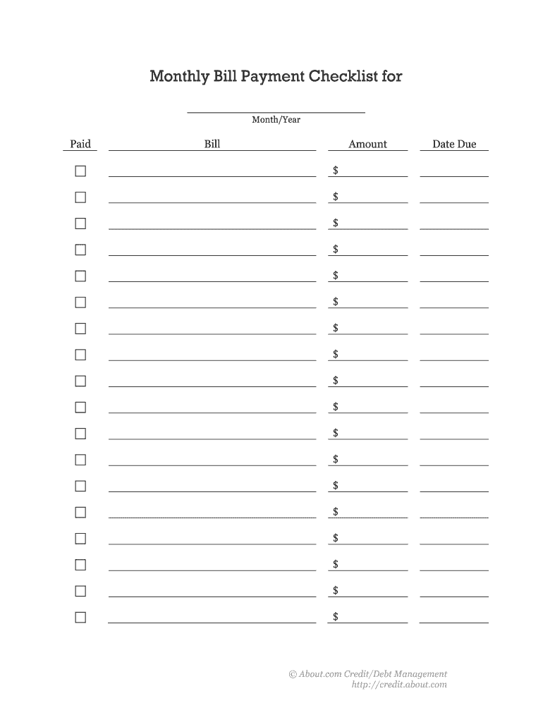 Free Printable Bill Payment Log