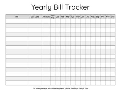 Free Printable Bill Tracker Templates Easy to Use Organizer In PDF 