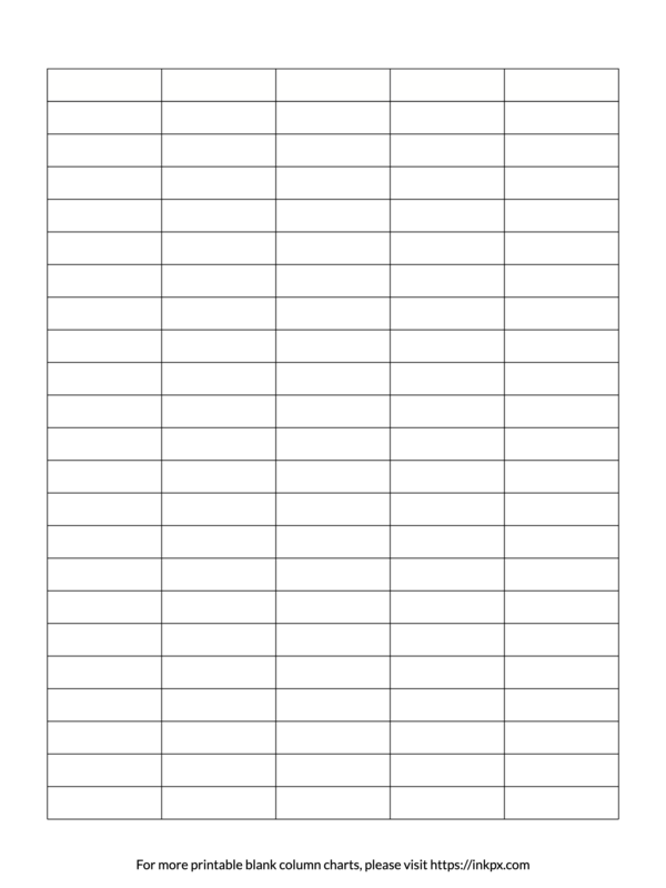 Free Printable Blank 5 Column Chart Templates In PDF PNG And JPG 