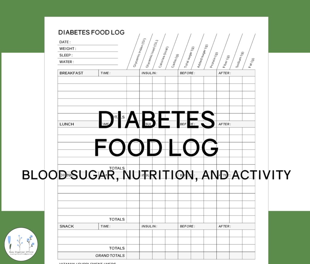 Free Printable Blood Glucose And Food Log Printable Web Or Track Your 