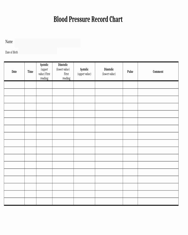 Free Printable Blood Pressure And Pulse Log