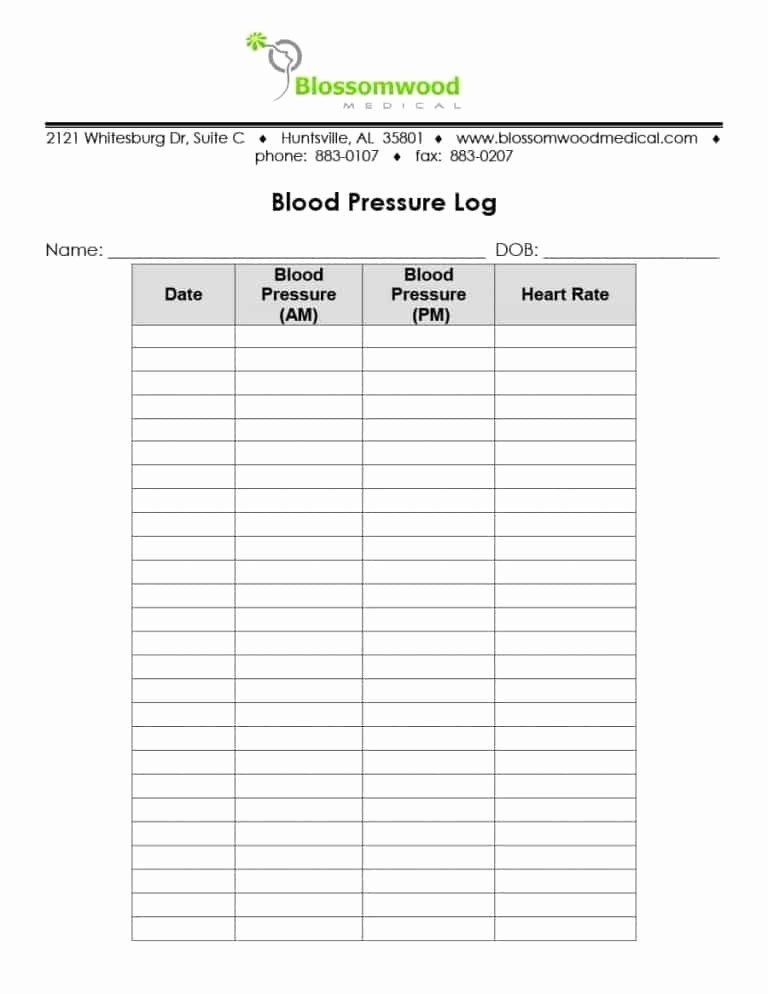 Free Printable Blood Pressure And Pulse Log