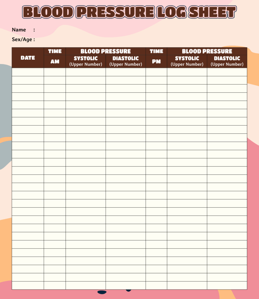 Free Printable Blood Pressure And Weight Log Printable Calendars AT A 