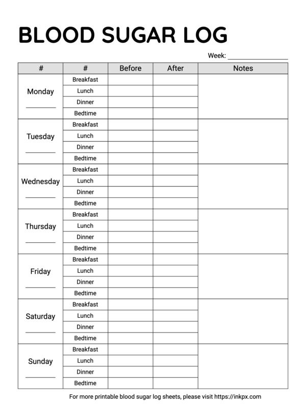 Free Printable Blood Sugar Level Log Sheets PDF PNG JPG Track And 