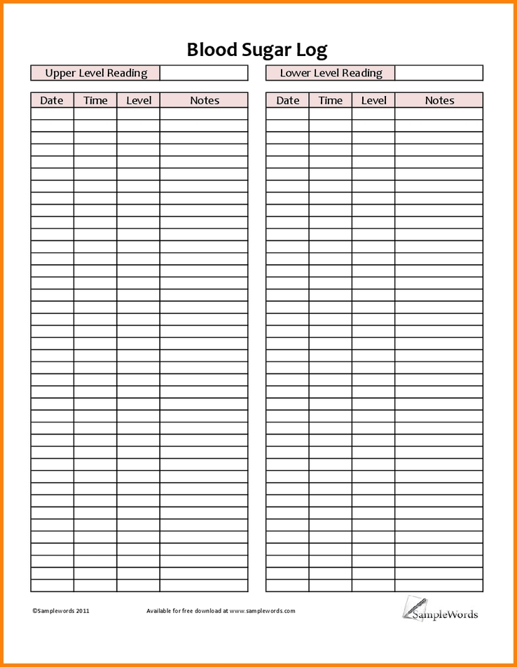 Free Printable Blood Sugar Log Sheet Shop Fresh