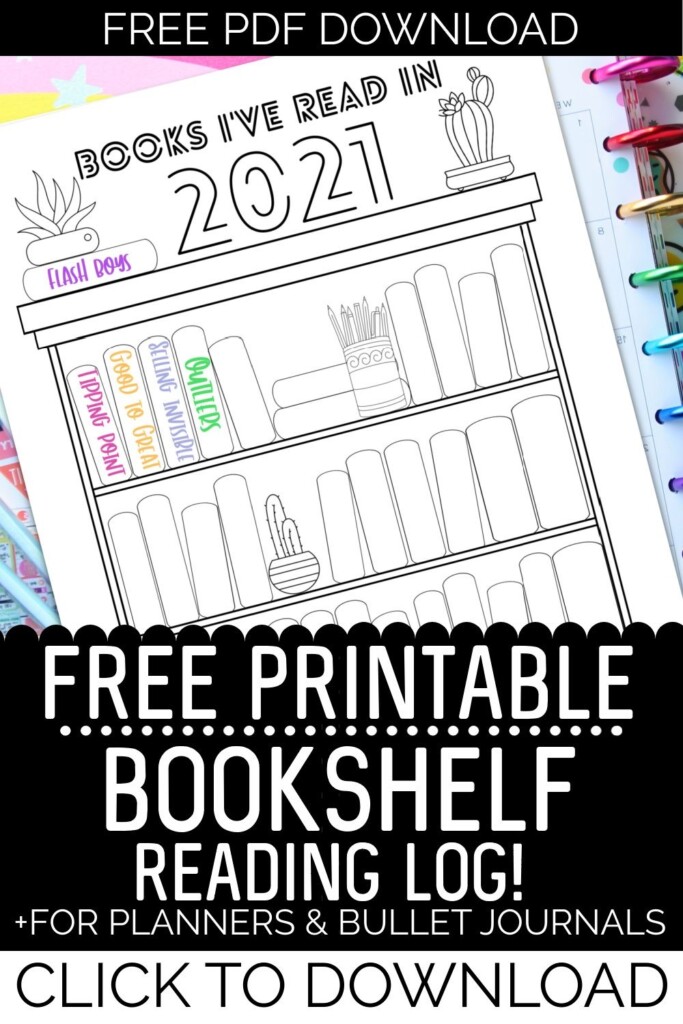 Free Printable Bookshelf Reading Log For Planners Bullet Journals Artofit