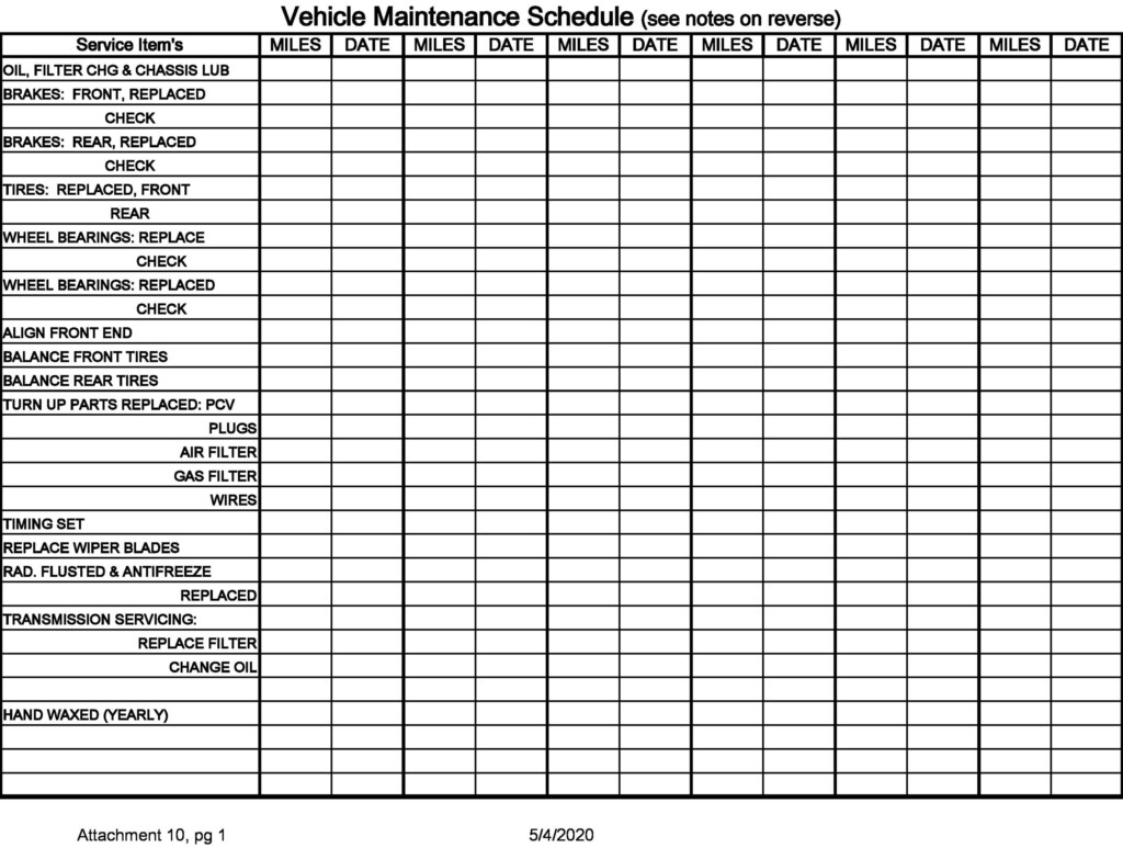 Free Printable Car Maintenance Log Printable Templates