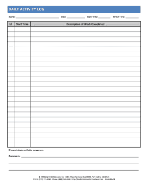 Free Printable Daily Activity Log PRINTABLE TEMPLATES