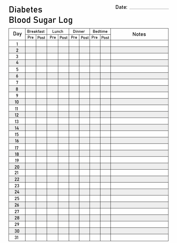 Free Printable Diabetic Food Log Sheets