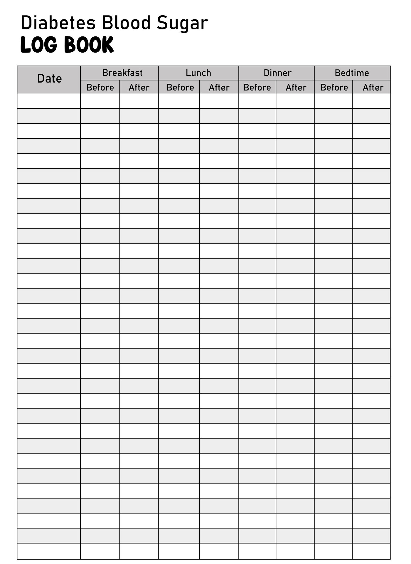 Free Printable Diabetic Log Sheets Free Templates Printable