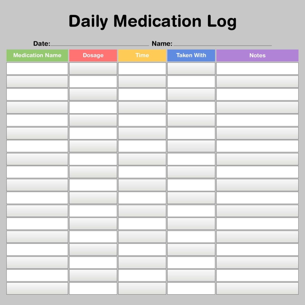 Free Printable Home Use Daily Medication Chart Printable Calendars AT 