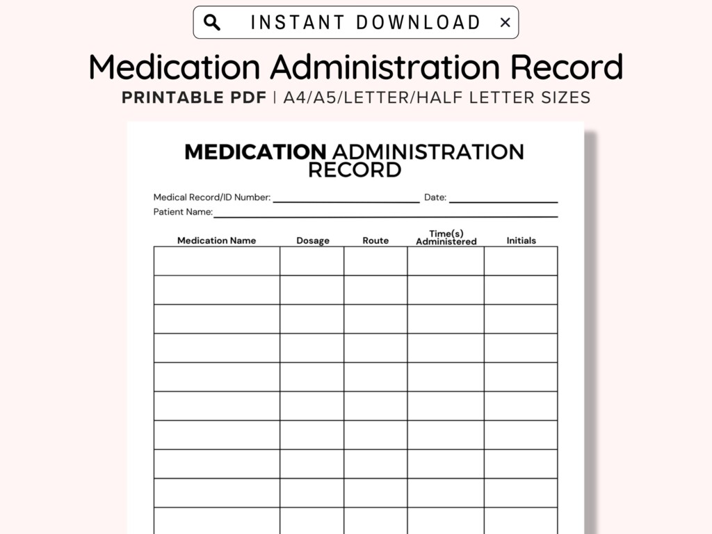 Free Printable Medication Administration Record Form Printable Forms 