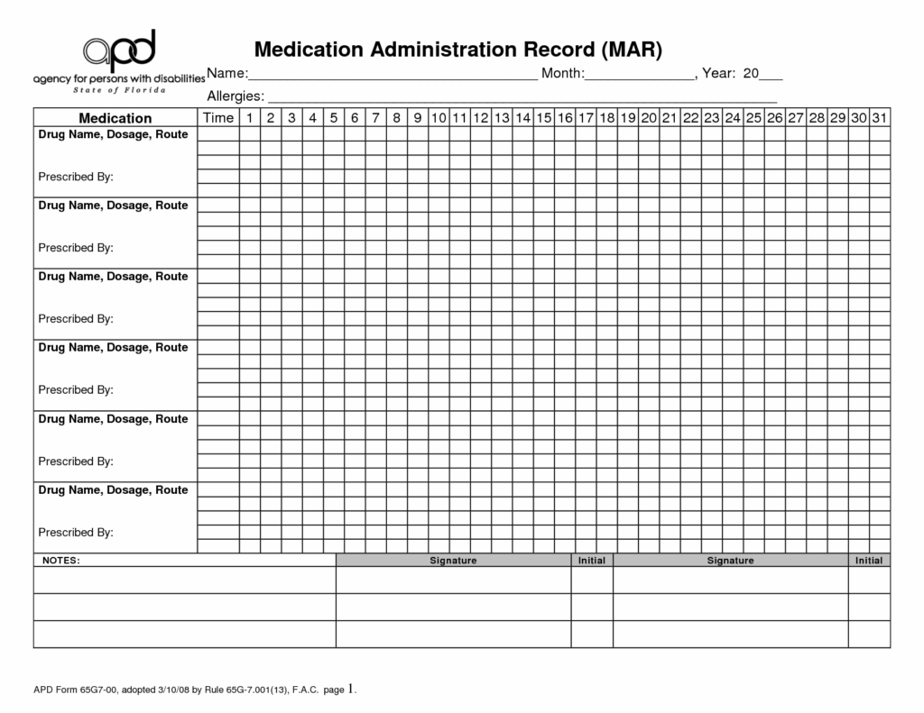 Free Printable Medication Administration Record Work Medication 