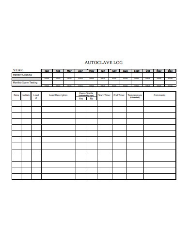 Free Printable Monthly Autoclave Maintenance Autoclave Cleaning Log 