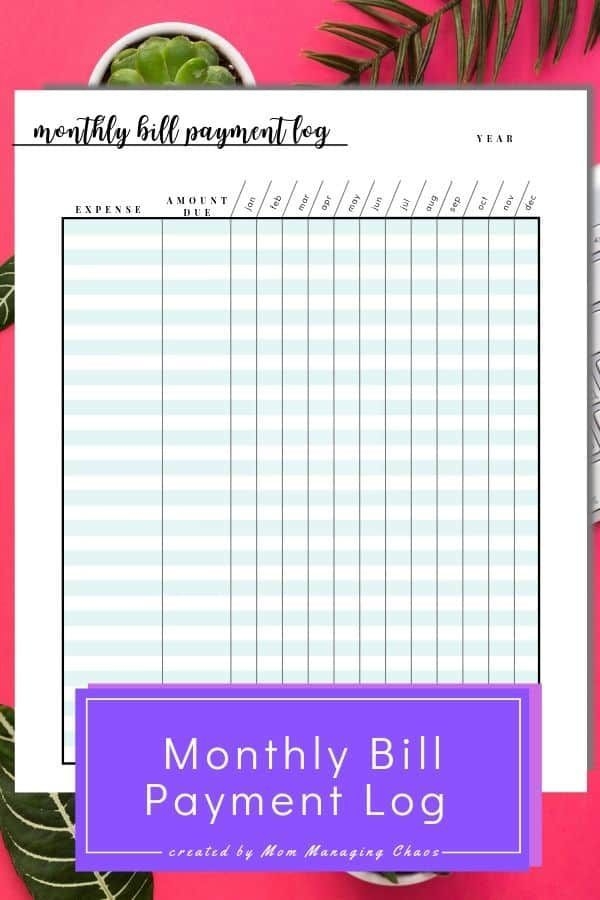 Free Printable Monthly Bill Payment Log A Bills To Pay Checklist 