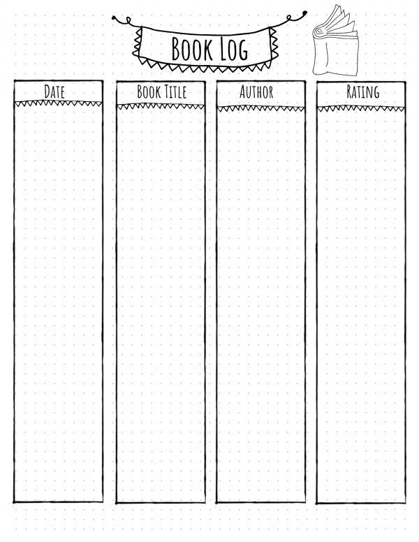 Free Printable Reading Log Template Bullet Journal Traditional