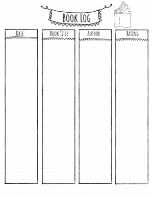 Free Printable Reading Log Template Bullet Journal Traditional