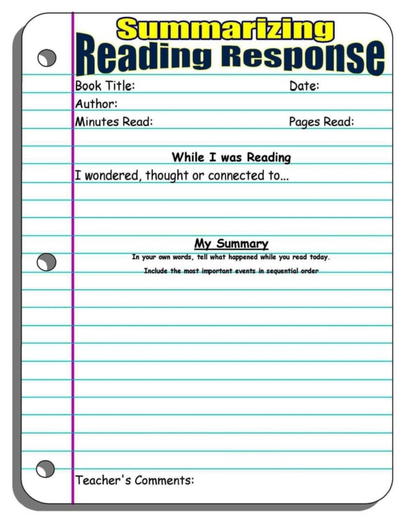 Free Printable Reading Log With Summary