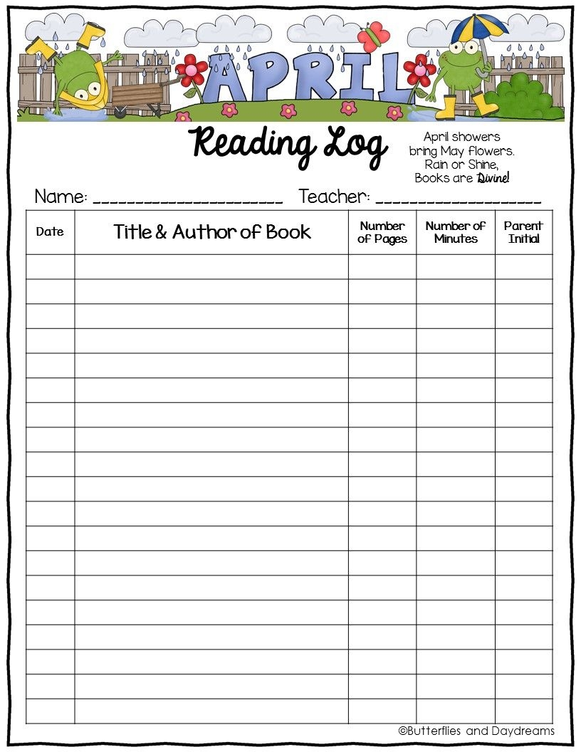 Free Printable Reading Logs For First Grade