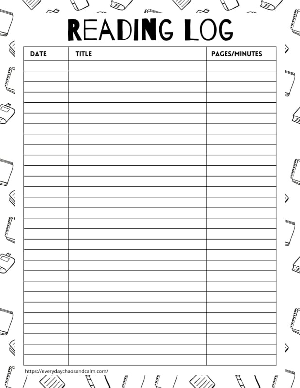 Free Printable Reading Logs For Kids And Adults