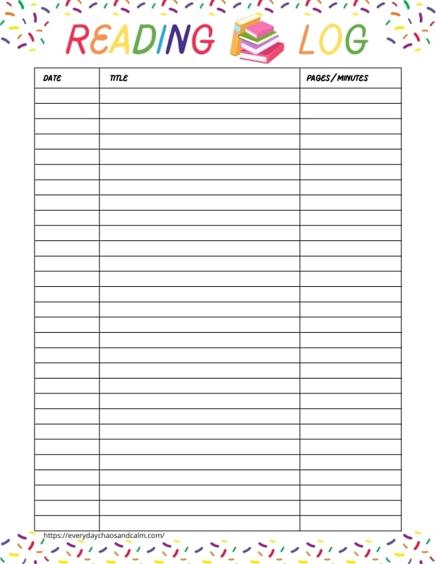 Free Printable Reading Logs For Kids And Adults