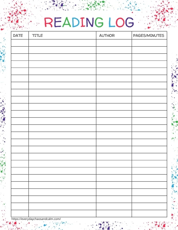 Free Printable Reading Logs For Kids And Adults