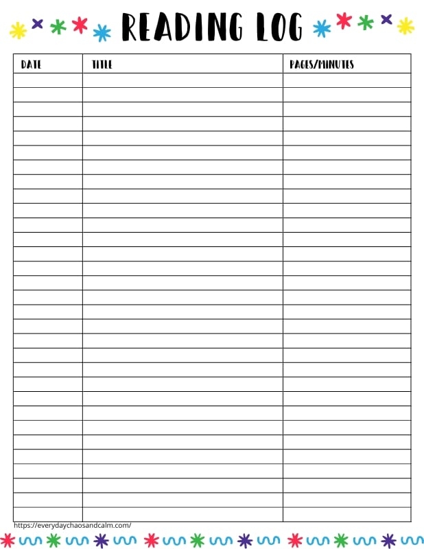 Free Printable Reading Logs For Kids And Adults